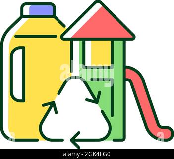 Playsets from plastic milk bottles RGB color icon Stock Vector