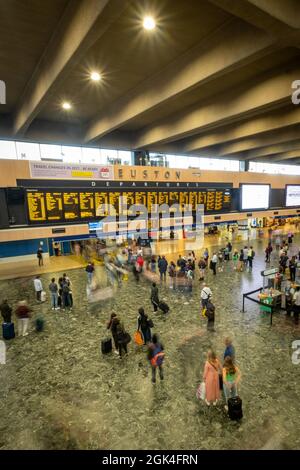 London, September, 2021: Euston Station main concourse- major railway terminus in central London Stock Photo