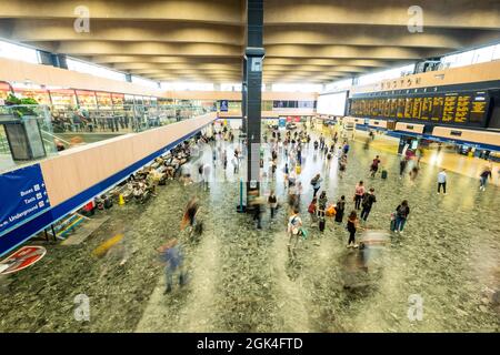 London, September, 2021: Euston Station main concourse- major railway terminus in central London Stock Photo