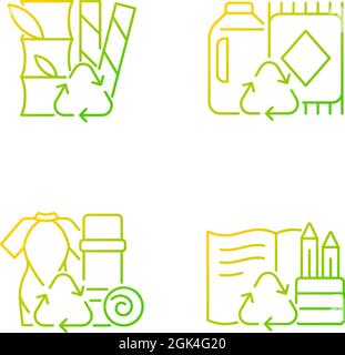 Reduce environmental pollution gradient linear vector icons set Stock Vector