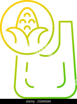 Compostable bag made from corn gradient linear vector icon Stock Vector