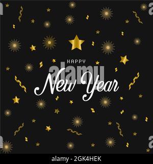 Happy new year with confetti  on dark background vector stock illustration Stock Vector