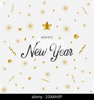 Happy new year with confetti on white background vector stock illustration Stock Vector