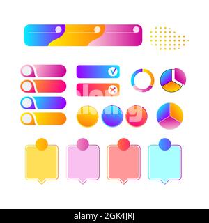 Neon gradient chart, infographic element collection for reports and presentations. Business symbol vector graph sign Stock Vector