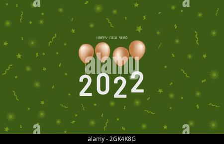2022 new year celebration poster with balloons on green background vector stock illustration Stock Vector