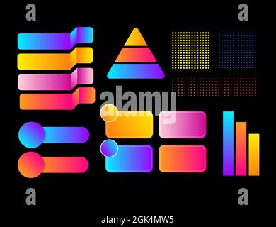 Neon gradient chart, infographic element collection for reports and presentations. Business symbol vector graph sign Stock Vector