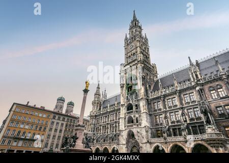 New Town Hall (Neues Rathaus) at Marienplatz Square - Munich, Bavaria, Germany Stock Photo