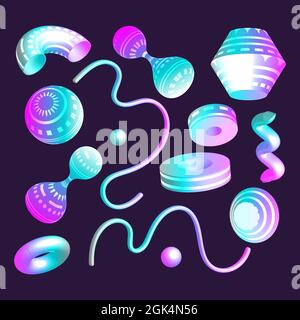 Abstract gradient realistic shape 3d. Neon modern creative flow fluid trendy geometric business element set. Stock Vector