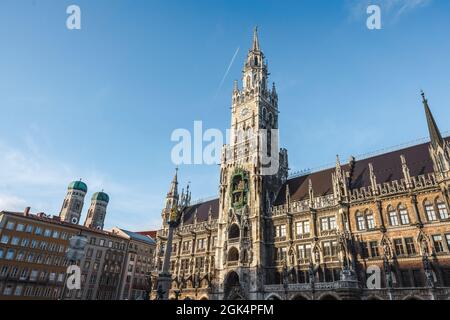 New Town Hall (Neues Rathaus) at Marienplatz Square - Munich, Bavaria, Germany Stock Photo