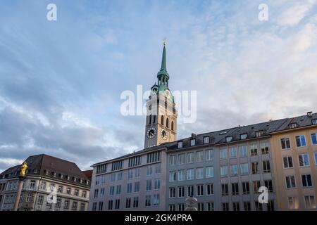 St. Peter's Church Tower - Munich, Bavaria, Germany Stock Photo