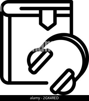 Audio course book icon outline vector. Online video. Digital education Stock Vector