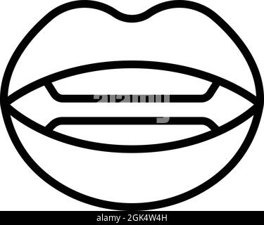 Teeth articulation icon outline vector. Mouth tongue. Speech therapy Stock Vector