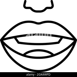 Speak expression icon outline vector. Face mouth. Speech talk Stock Vector