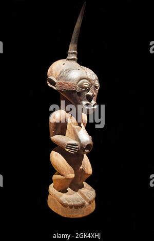 Congolese wooden Nkishi power figure of the Songye people of Republic of the Congo.Late 19th century Stock Photo