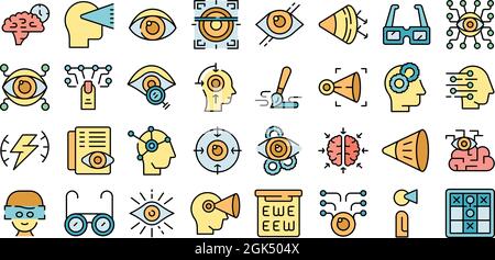 Visual perception icons set outline vector. Future trendy. Augmented reality Stock Vector
