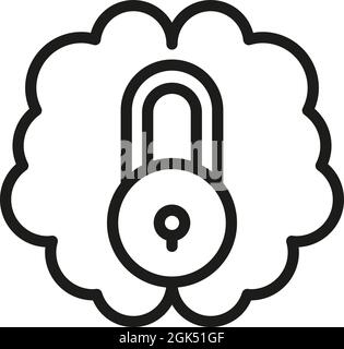 Lock brain icon outline vector. Key head. Smart mind Stock Vector