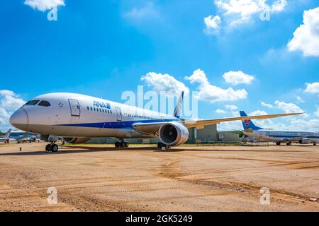 Tucson, AZ, United States - September 2, 2021: Boeing 787-8 Dreamliner prototype (tail number: N787EX) on display at Pima Air & Space Museum. Stock Photo