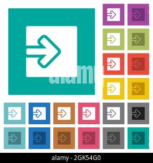 Import object solid multi colored flat icons on plain square backgrounds. Included white and darker icon variations for hover or active effects. Stock Vector