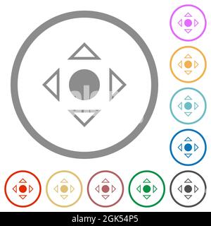 Scrolling tool alternate flat color icons in round outlines on white background Stock Vector
