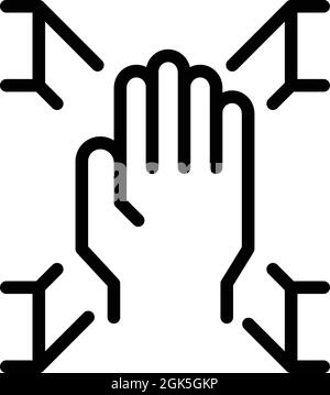Digital palm scanning icon outline vector. Biometric scan. Hand fingerprint Stock Vector