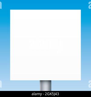 Square billboard standing on a blue background. Vector mockup of advertising banner with copy space. Stock Vector