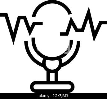 Detect speech icon outline vector. Voice recognition. Sound detection Stock Vector