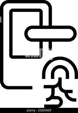 Door fingerprint icon outline vector. Lock access. Code privacy Stock Vector