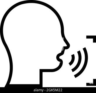 Speech scanning icon outline vector. Voice recognition. Audio command Stock Vector