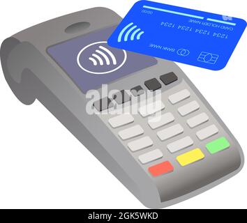Contactless payment card reader blue credit card vector stock illustration Stock Vector