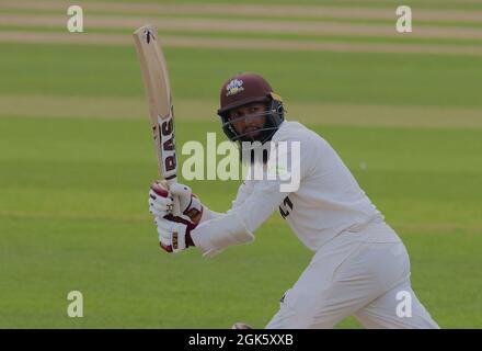 London, UK. 13th Sep, 2021. Surrey's Hashim Amla batting as Surrey take on Essex in the County Championship at the Kia Oval, day two. Credit: David Rowe/Alamy Live News Stock Photo