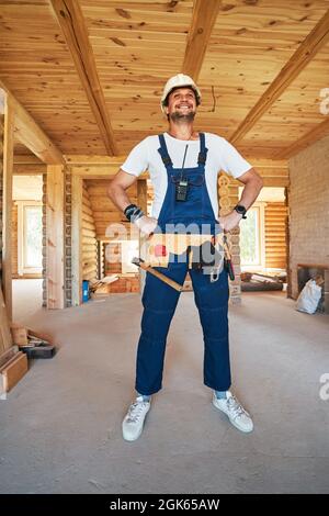 Housebuilder posing to camera with proud expression Stock Photo