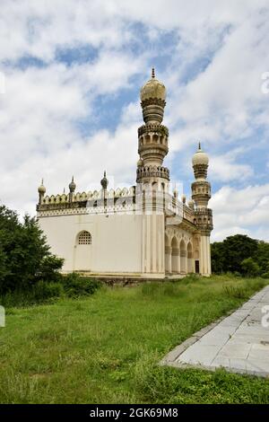 Old Islamic Architectural art of Minaret at old Ruined Mosque Masjid Stock Photo