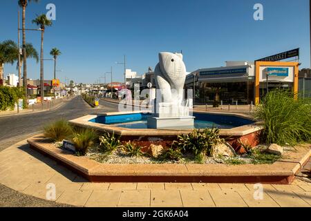 A fountain in the middle of a small roundabout in Ayia Napa, Cyprus Stock Photo
