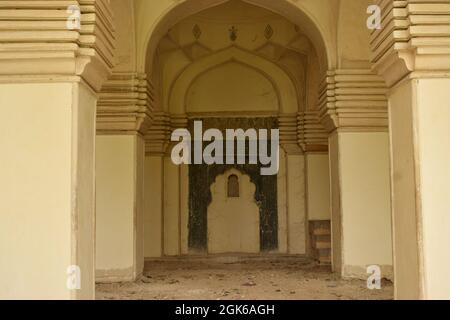 Old Islamic Architectural art of Minaret at old Ruined Mosque Masjid Stock Photo