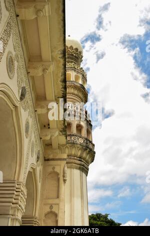 Old Islamic Architectural art of Minaret at old Ruined Mosque Masjid Stock Photo