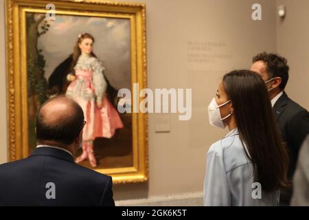 Madrid, Spain. 13th Sep, 2021. **NO SPAIN** Queen Letizia of Spain attends Opening of the exhibition ‘Forty years of friendship. Donations from the Friends of the Prado Museum Foundation' at Prado Museum on September 13, 2021 in Madrid, Spain. Credit: Jimmy Olsen/Media Punch/Alamy Live News Stock Photo