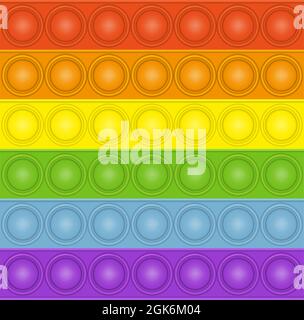 Antistress fidget sensory pop it vector isometric ilustration. Bubble rainbow colorful toy. Stock Vector