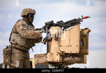 An M240B machine gun is mounted to a Common Remotely Operated Weapon ...