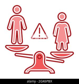 Gender discrimination and inequality color line icon. Violence in family. Men bullying women. Isolated vector element. Outline pictogram for web page, Stock Vector