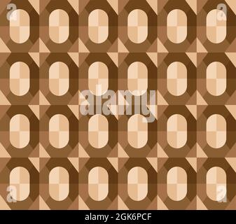 seamless pattern background with geometric shapes including octagons , triangles and lozenges in brown , wheat and beige colors Stock Vector