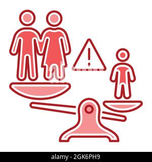 Parents bullying kids color line icon. Human rights. Child abuse. Violence in family. Isolated vector element. Outline pictogram for web page, mobile Stock Vector