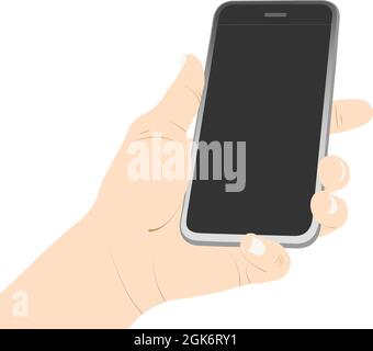 Phone screen, blank screen, holding blank screen phone, smart phone, telephone, message, empty, flat, blank, screen vector stock. Stock Vector