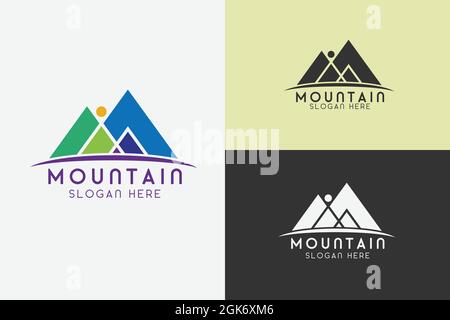 vector mountain logo icon design element, usable logo for nature, travel, camping Stock Vector