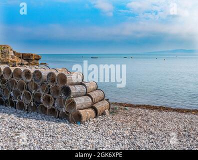 Moelfre Anglesey Lobster Pots Stock Photo