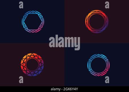 set of vector hexagon and circle abstract logo design element Stock Vector