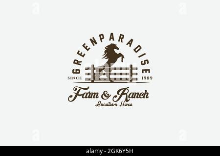 Rustic Vintage Horse Countryside Ranch Logo Design Vector Stock Vector ...