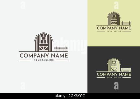 Vintage farm house logo design template for modern farm company- vector logo icon design element Stock Vector