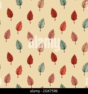 Colorful autumn leaves seamless pattern. Hand drawn vector illustration Stock Vector