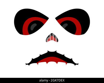 Scary face isolated on white background. Spooky halloween face with evil scary eyes. Design for posters, banners and promotional items. Vector illustr Stock Vector