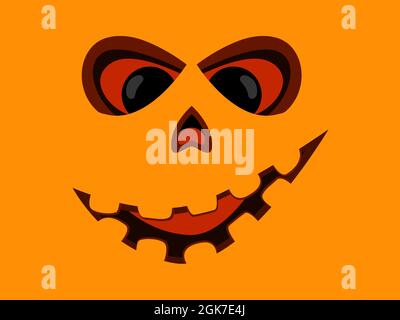 Pumpkin face. Halloween scary pumpkin face. Design for posters, banners and promotional items. Vector illustration Stock Vector